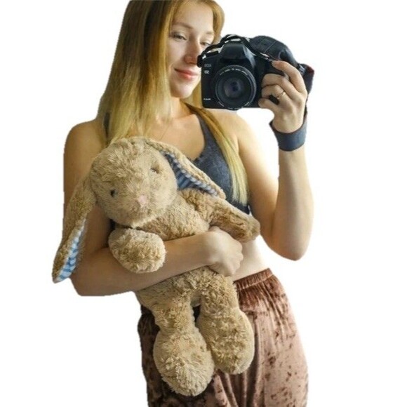 Weigedu Rabbit Bunny Stuffed Animal Plush Toys Kids Adults Soft Tan Blue 17" New - Picture 11 of 15